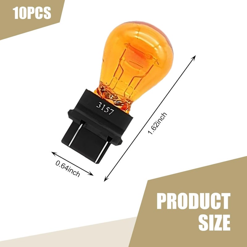 Anyhut 10 PCS Car 3157 Bulb, 12V 21 / 5W Turn Signal Bulb & Brake Light Bulb, Tail Light Bulb Standard Replacement Accessory, Universal for Most Cars, Trucks and Vans (Amber) - Image 2